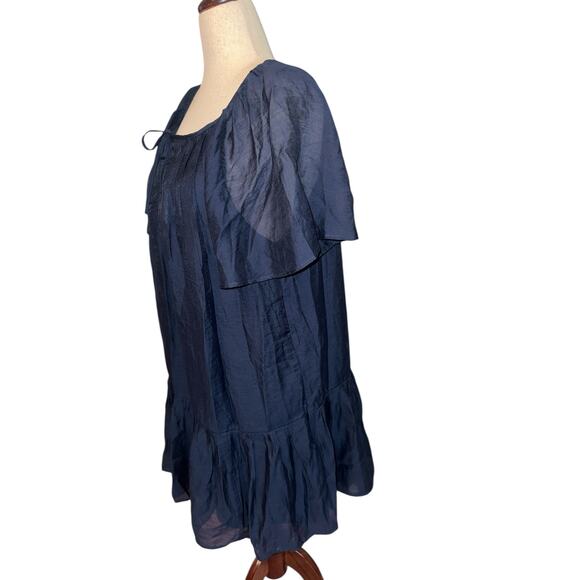 Abercrombie & Fitch navy tiered ruffle sleeve trapeze dress size LP - NWT - Picture 5 of 9